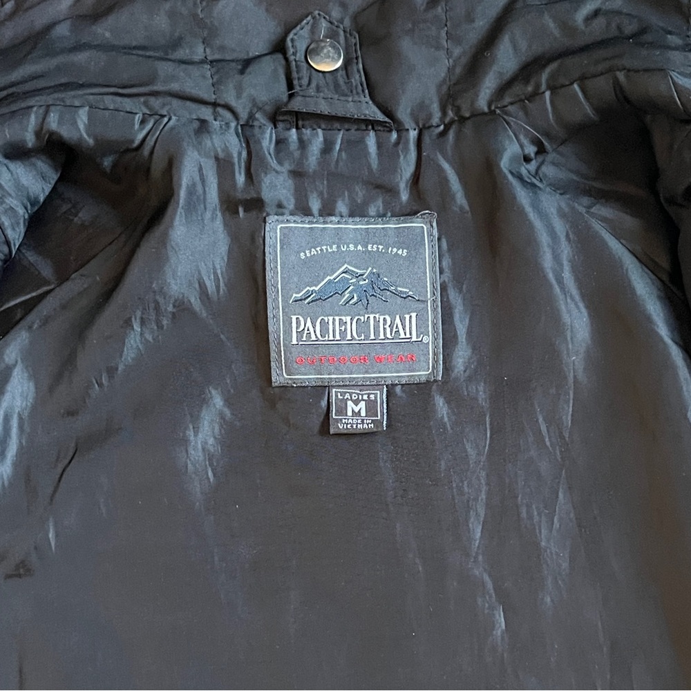 Vintage Women’s Ski Jacket Snow Jacket Puffer 70s 80s Racer Stripe Black Red M L - Picture 5 of 9